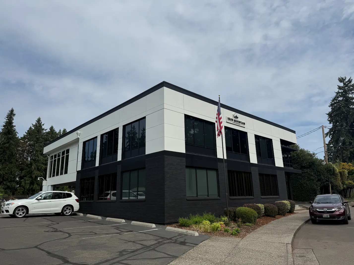 A black and white depiction of a building